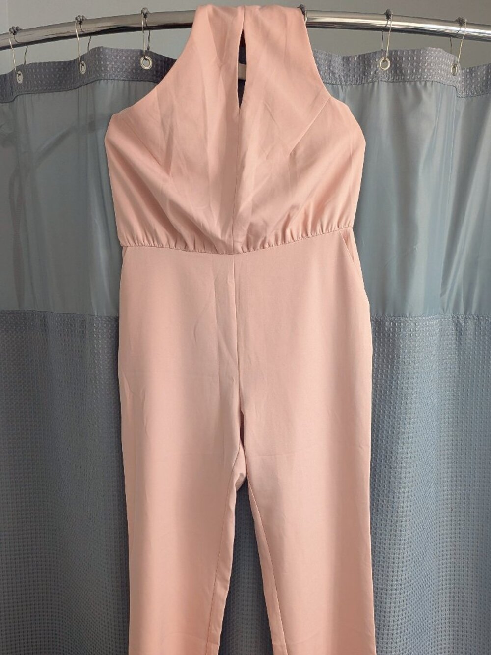 Chic & Elegant Blush Pink Halter Keyhole Jumpsuit